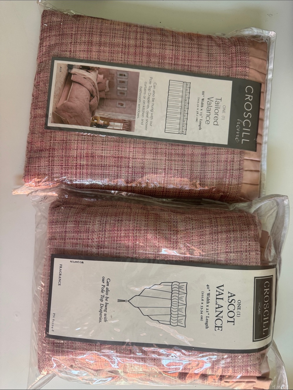 Croscill Pink Woven Ascot Valance Set